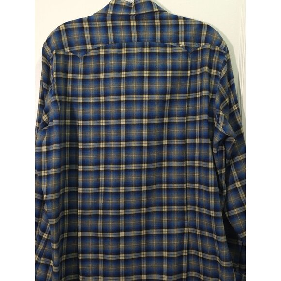 Vintage A. Sulka & Company Blue & Yellow Plaid Button-Up Shirt 15 1/2 Mens Class - Picture 8 of 10